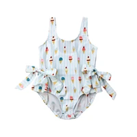 toddler ice cream print one pieces suit baby girl summer beachwear kid baby girl swimwear bow swimsuit swimming clothes