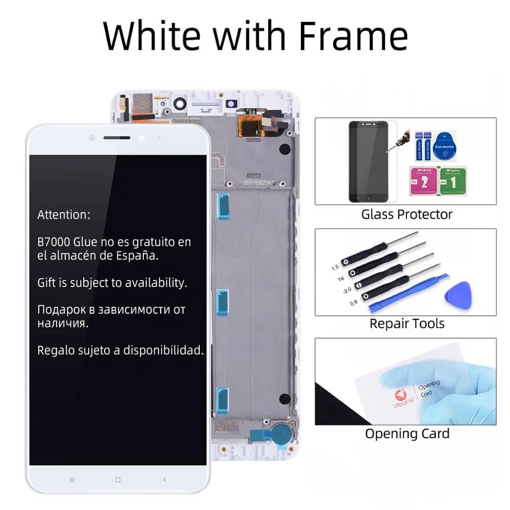 White with Frame Дисплей для XIAOMI Mi Max 2 LCD в сборе с тачскрином на рамке Черный и белый золото - Цвет: White with Frame