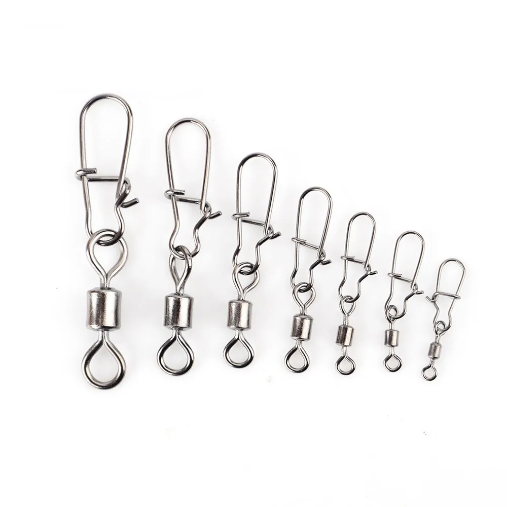 10 шт./лот рыболовные защелки Вертлюги соединитель из нержавеющей стали с