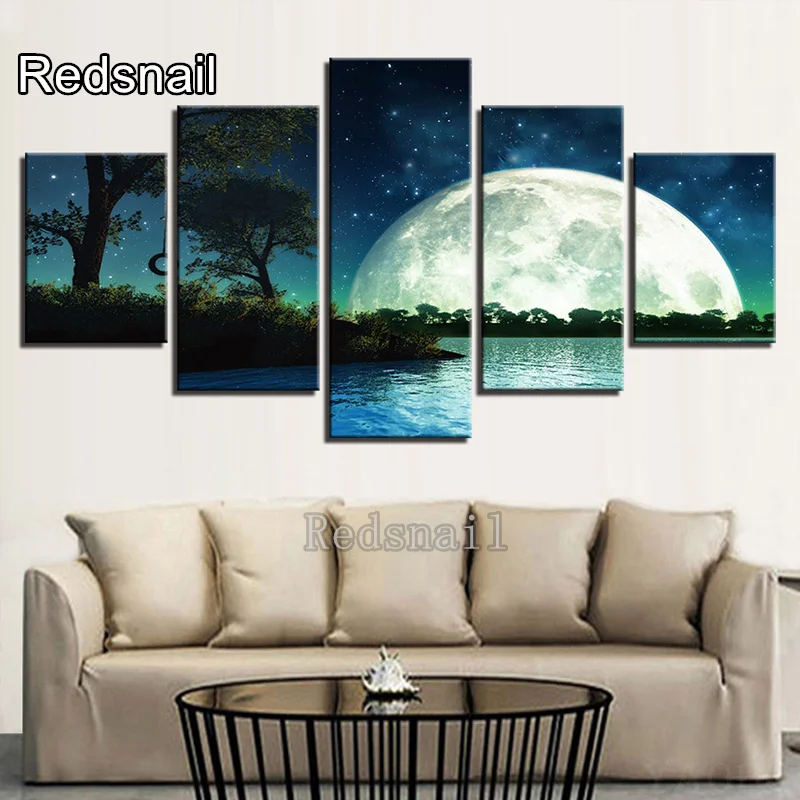 

2020 new arrials diamond Embroidery Tree moon landscape Multi-pictures diamond Painting for Living Room Home decor 5 PCS TT2730