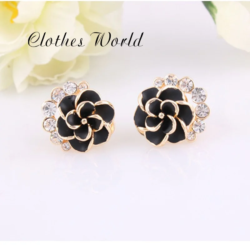 Серьги-гвоздики в Корейском стиле с цветком стразы модные серьги виде пиона для