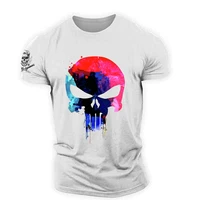 color skull graphic printed t shirts for muscles men polyester t shirt sportswear light thin and breathable elasticity t shirts