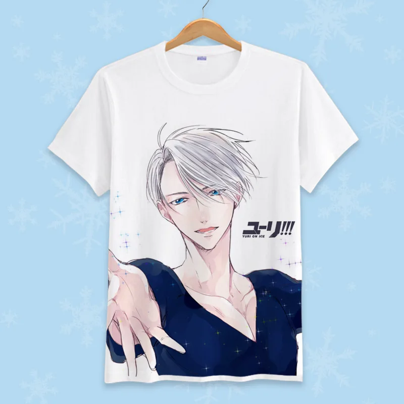 1 шт. модные Аниме футболки Yuri on ice Повседневная рубашка с коротким рукавом летняя