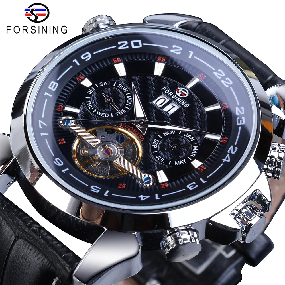 GMT984-6 Forsining Мужские механические часы Автоматические Toubillon Дата Relogio бизнес Скелет Натуральная кожа наручные часы Masculino - Цвет: GMT984-6