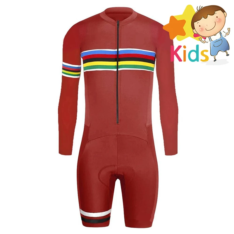 Триатлон для детей Pro Speedsuit Детский велосипедный костюм с длинным рукавом Trisuit Racing