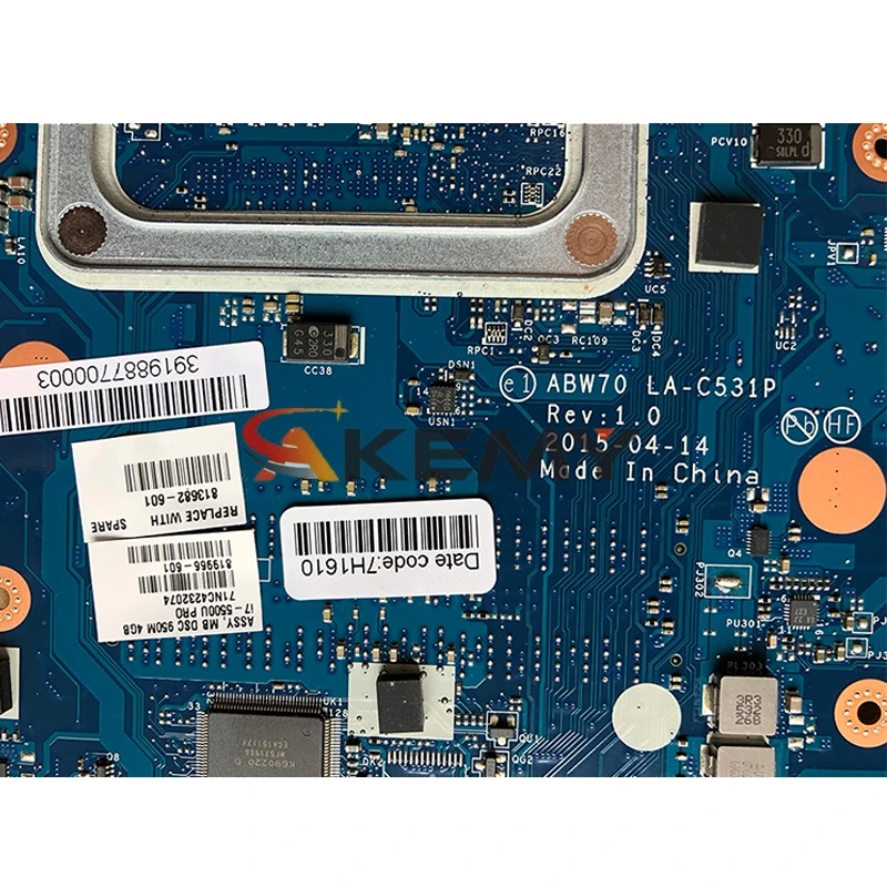 

free shipping 813682-001 813682-501 813682-601 for HP 17T-N M7-N series laptop motherboard I7-5500 CPU LA-C531P