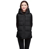 lingwave autumn winter women loose vest solid hooded plus size casual ladies sleeveless thick warm pockets waistcoat for female