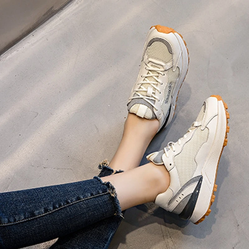 

KemeKiss Women Sneakers Genuine Leather Thick Bottom Spring Shoes Women Fashion Cool Sneakers Women Footwear Size 35-40