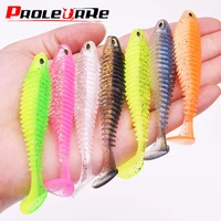 5pcslot shad fishing soft lure 4 5g80mm silicone bait bass 3d eyes worm jig head wobblers artificial rubber swimbaits tackle