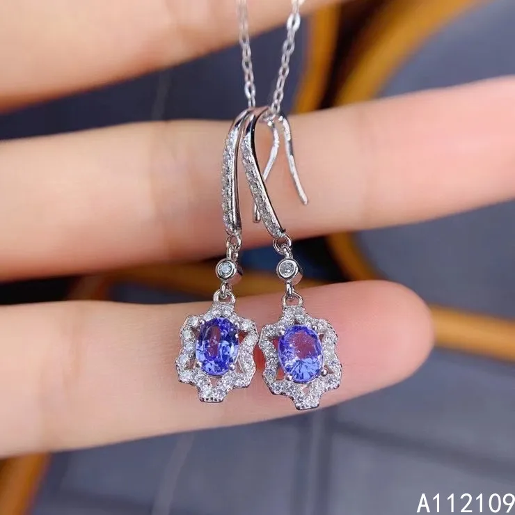 Exquisite Jewelry 925 Sterling Silver Inset With Natural Gemstone Women's Luxury Popular Tanzanite Earrings Eardrop Support Dete