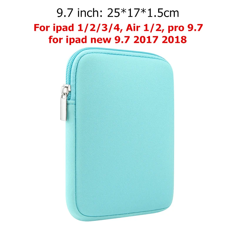 Мягкий чехол для планшета BinFul " 7,9" 9,", Чехол для ipad mini 2 3 4 air 1 2, универсальный чехол для планшета на молнии - Цвет: 9.7 inch blue