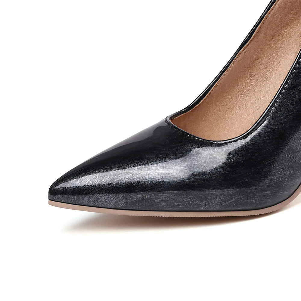 Новый бренд весна глянцевый коричневый черный женские свадебные туфли лодочки