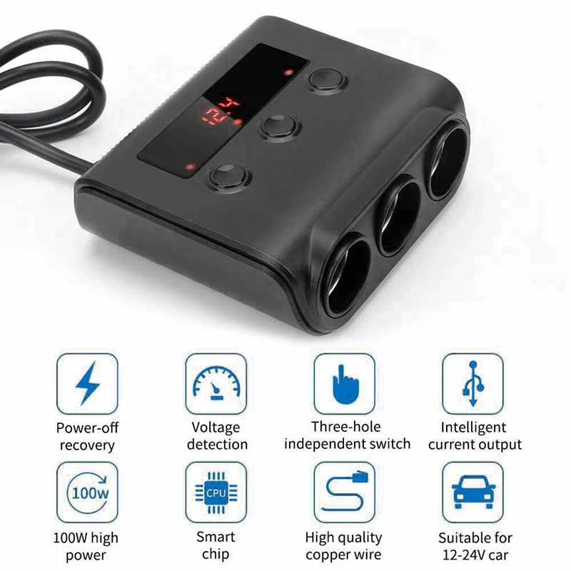 Автомобильное зарядное устройство USB 12 В/24 В 100 Вт 3 розетки 4 порта A/5 выходные
