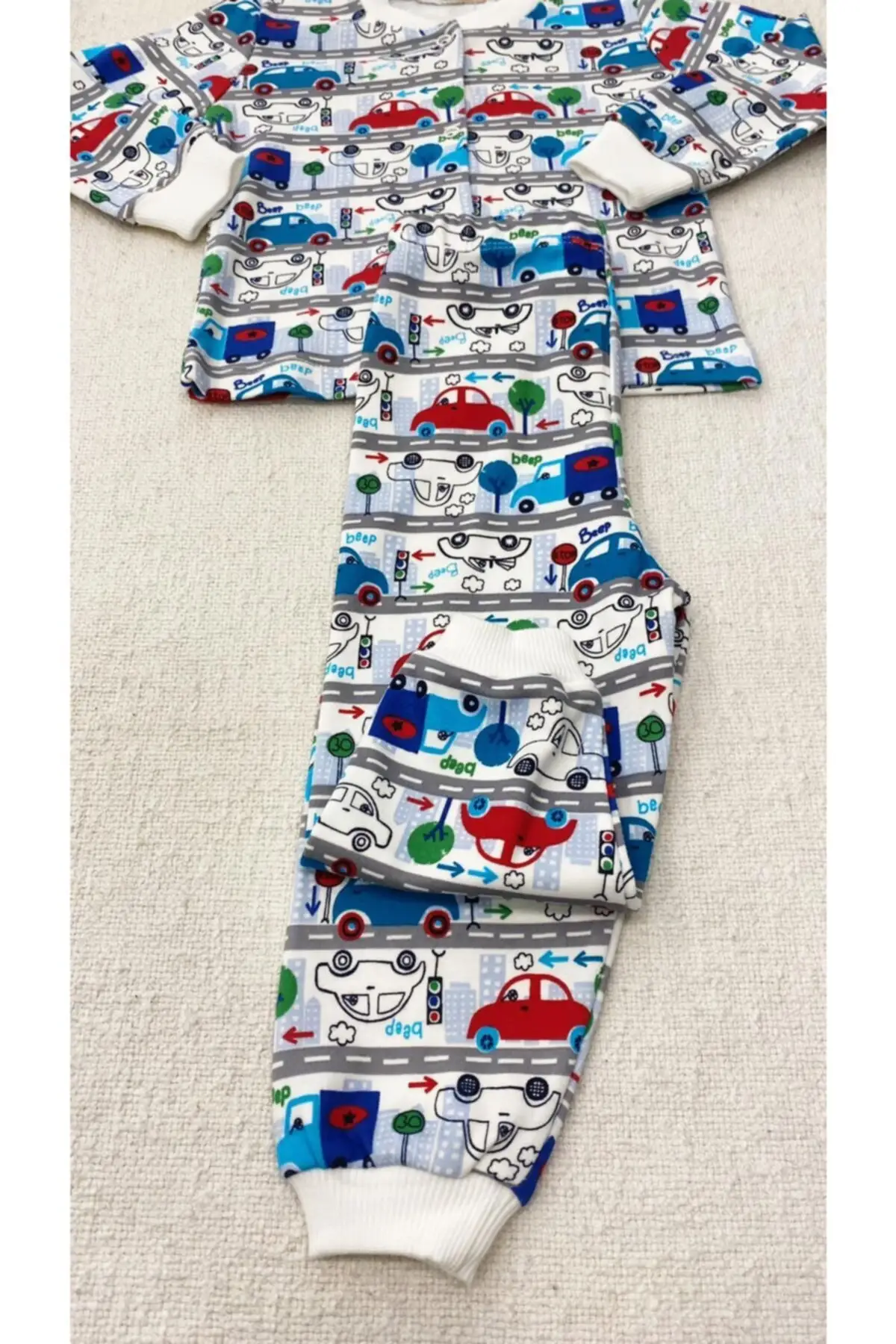 

Child Pajamas 100 Cotton Front Snap Fasteners Car Pattern