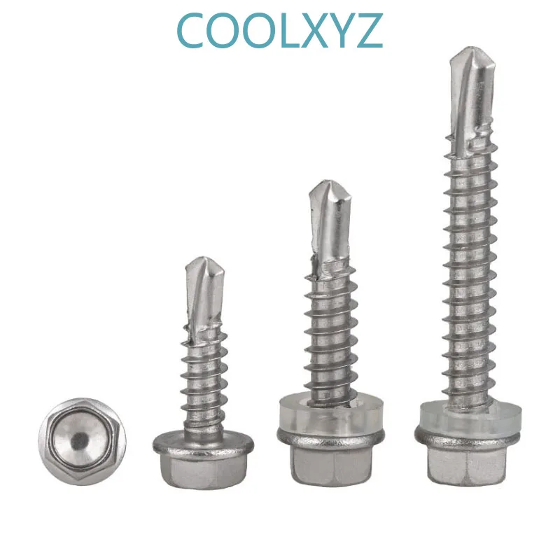 Саморез CoolXYZ с шестигранной головкой и воротничком из нержавеющей стали 304