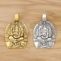 10 pieces tibetan silvergold tone ganesha elephant god charms pendants for necklace jewellery making findings 38x24mm