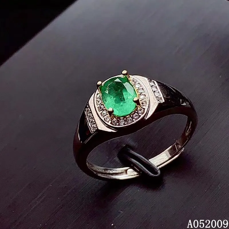 

KJJEAXCMY fine jewelry 925 sterling silver inlaid natural emerald new ring lovely girl's ring support test