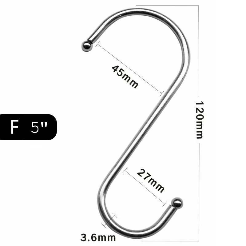 F (12cm) XZJJA 2-8 шт Металлические форменные крючки для кухни, аксессуары для ванной комнаты, подвесные стеллажи для хранения, вешалка для ключей, органайзер для мелочей, крючки для мясника - Цвет: F (12cm)