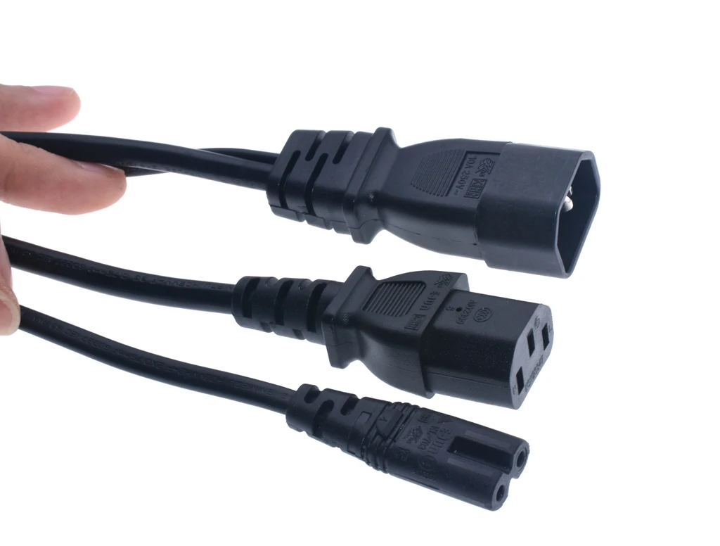 Y Тип сплиттер Мощность шнур, IEC320 C14 Разъем 3-контактный Мужской Мощность кабель переменного тока Мощность адаптер для C7+ C13 женский