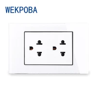 wekpoba dual 15a 2 usb charging port power outlet usa thailand standard wall socket crystal tempered glass frame white