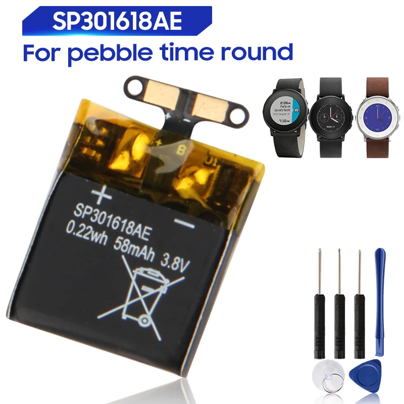 

Оригинальный запасной аккумулятор для Pebble Time Round SP301618AE, оригинальный аккумулятор 58 мАч