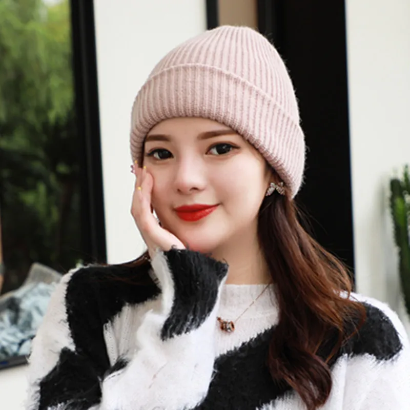 

Hot Sale Winter Hats For Woman Casual Candy Color Beanie For Women High Quality Warm Knitted Hat Streetwear Outdoor Woolen Hat
