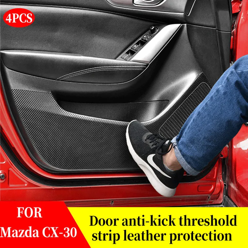 

Для Mazda CX-30 CX30 Автомобильная дверь кожа анти Kick углеродное волокно Защитная крышка авто дверь анти-kick анти-Грязная накладка наклейка