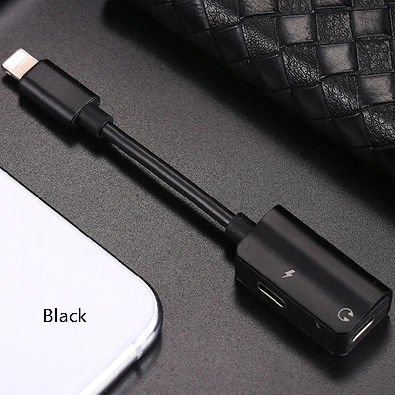 4в1 для Lightning to Dual для Lightning аудио адаптер освещения Aux и разветвитель заряда конвертер адаптер для iphone 6/7/8 X - Цвет: black