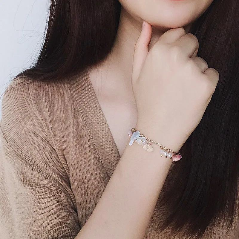 Новинка хит продаж модный белый браслет с кроличьим жемчугом и ракушками для