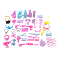 63 piecesset cheap kawaii miniature for barbie doll accessories mini bag mirror necklace crown cool stuff dollhouse furniture