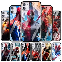 marvel spiderman hero for apple iphone 12 pro max mini 11 pro xs max x xr 6s 6 7 8 plus luxury tempered glass phone case