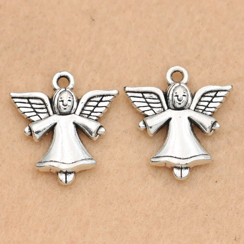 10 шт. посеребренные Подвески в виде ангела 22 х20 мм|Шармы| |