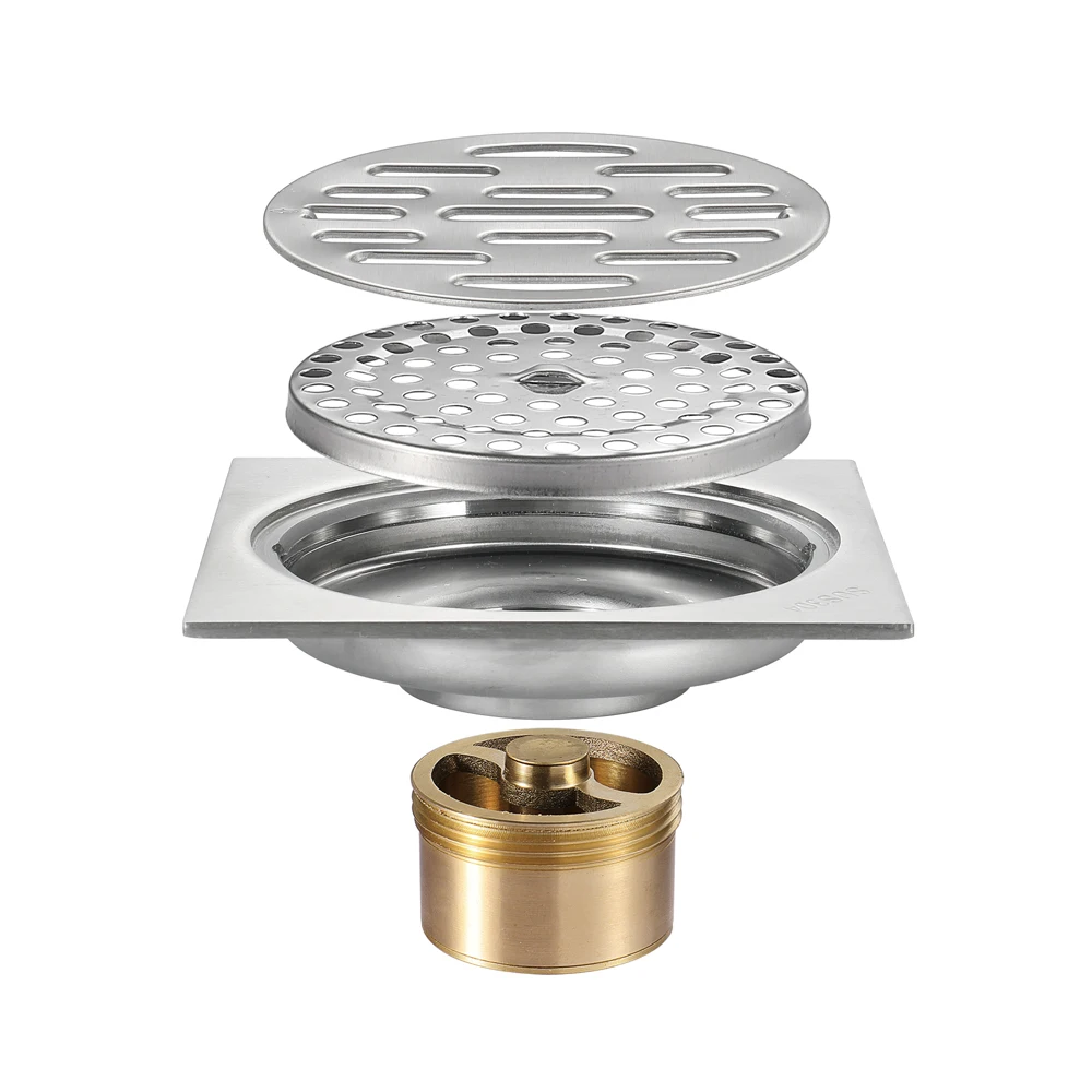 Квадратный из нержавеющей стали матовый Пол Слива ванная туалет кухня большой