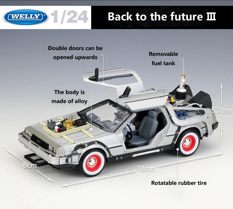 Welly 1:24 литья под давлением сплав модель автомобиля DMC-12 delorean Назад в будущее время машина металлическая игрушка автомобиль для ребенка игрушка подарок коллекция