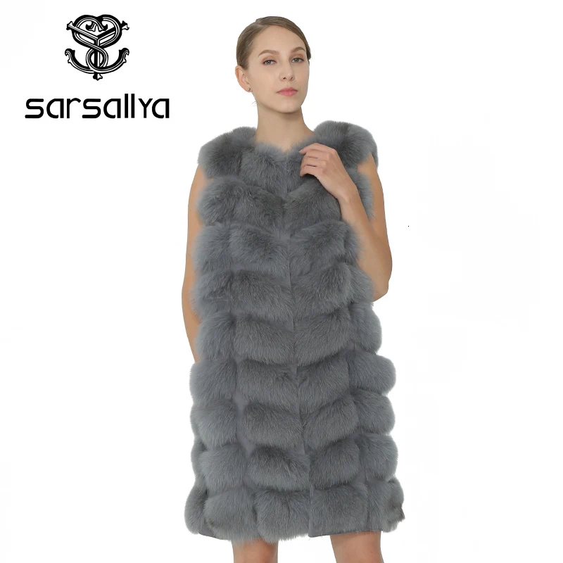 SARSALLYA жилет из меха лисы пальто женская одежда модная куртка натуральный Лисий