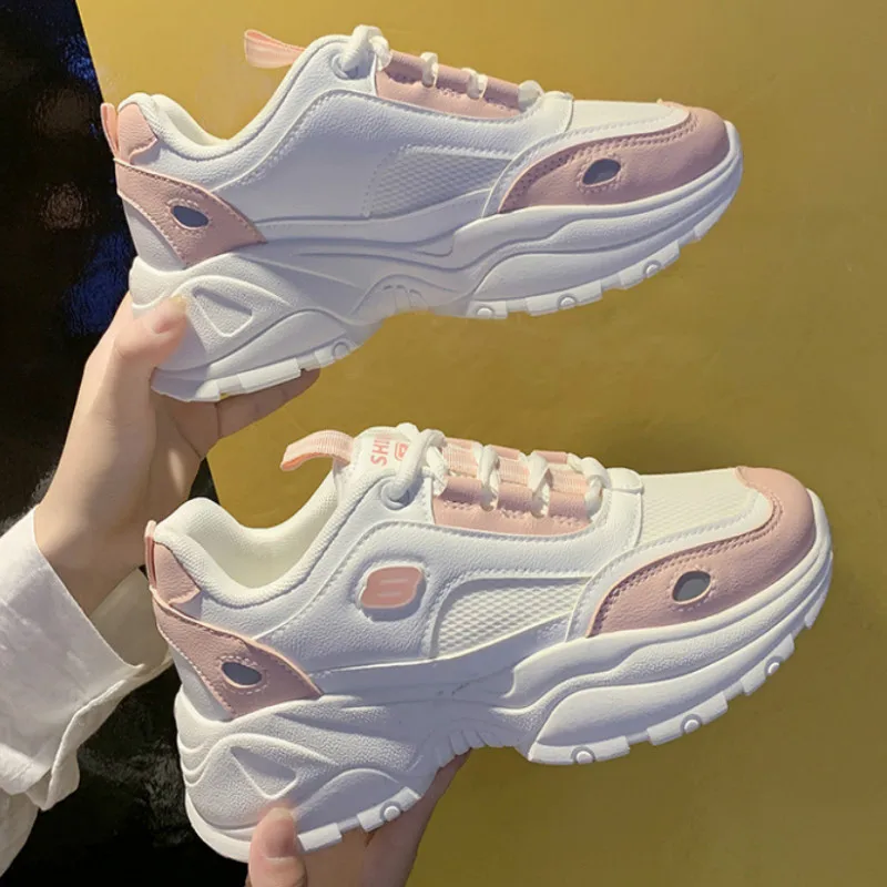 Женские кроссовки для бега QWEDF розовые на плоской подошве летние модные