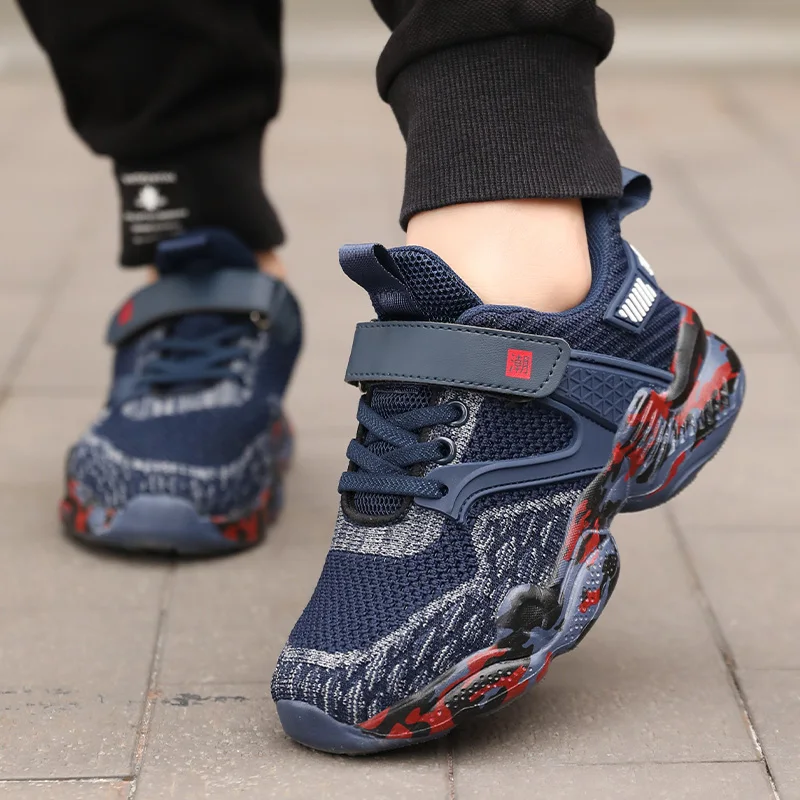 

Spring 2021 Teenager Shoe for Boy Soft Sole Children Brand Shoes Dark blue Kids Sport Running Shoe Breathable Young Boy Sneakers
