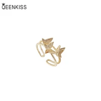qeenkiss rg715 fine jewelry wholesale fashion trendy woman girl birthday wedding gift butterfly open aaa zircon18kt gold ring