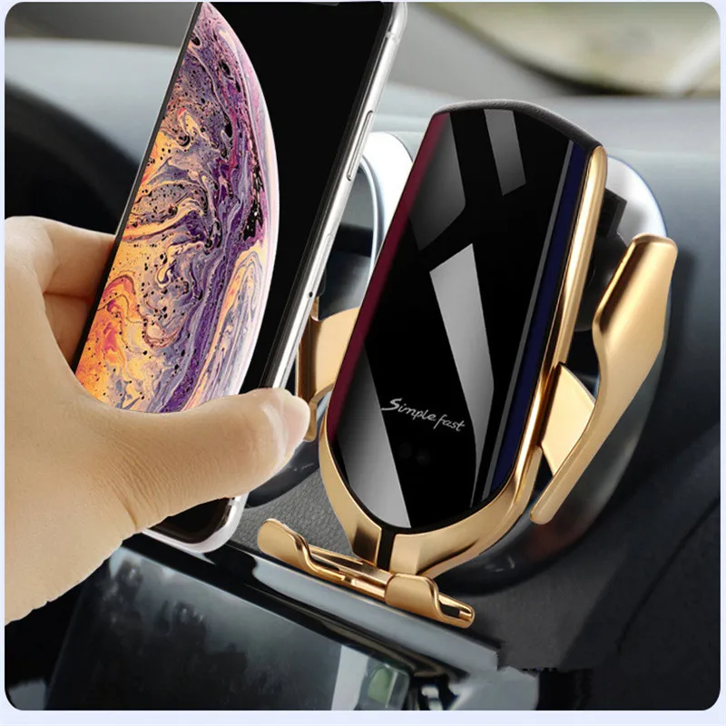 automatic clamping infrared auto induction qi car wireless charger stand fast charging for iphone 11 pro max xs samsung s10 s20 free global shipping