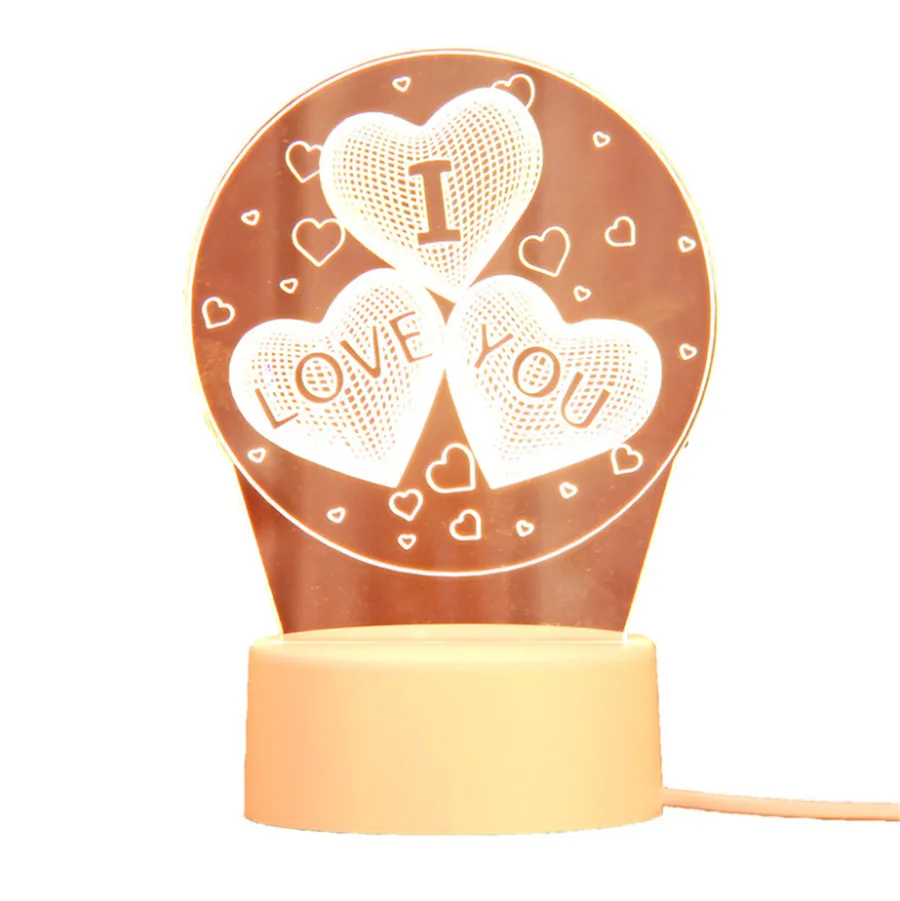 Романтическая любовная 3D лампа в форме сердца акриловый светодиодный