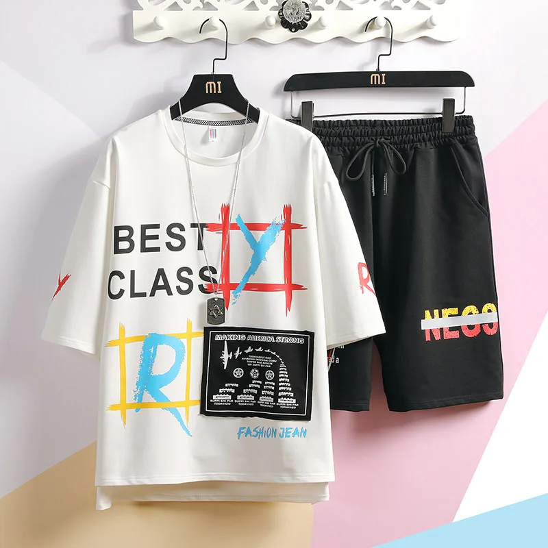 

Мужские комплекты из 2 предметов, футболка и шорты, мужские летние спортивные костюмы, женская спортивная одежда, высококачественные мужски...