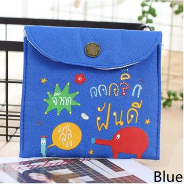 Blue Кошелек маленький Повседневный Чехол-кошелек для мелочи Дамская мода мультяшный доллар мешок для денег влажный макияж многоразовый Менструальный коврик сумка набор инструментов - Цвет: Blue