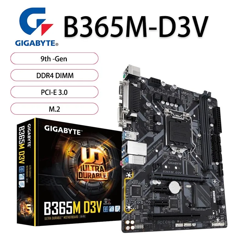 Verkaufen LGA 1151 Gigabyte B365M D3V Motherboard Intel B365 32GB Unterstützung 8th 9th-Gen I9 I7 I5 I3 CPU PCI-E 3,0 DDR4 M.2 Desktop B365 Neue