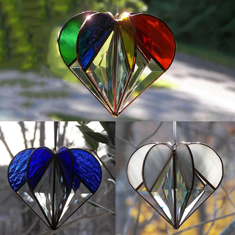 

Многостороннее сердце красочный Декор многосторонний Ловец Солнца стерео сердце акрил