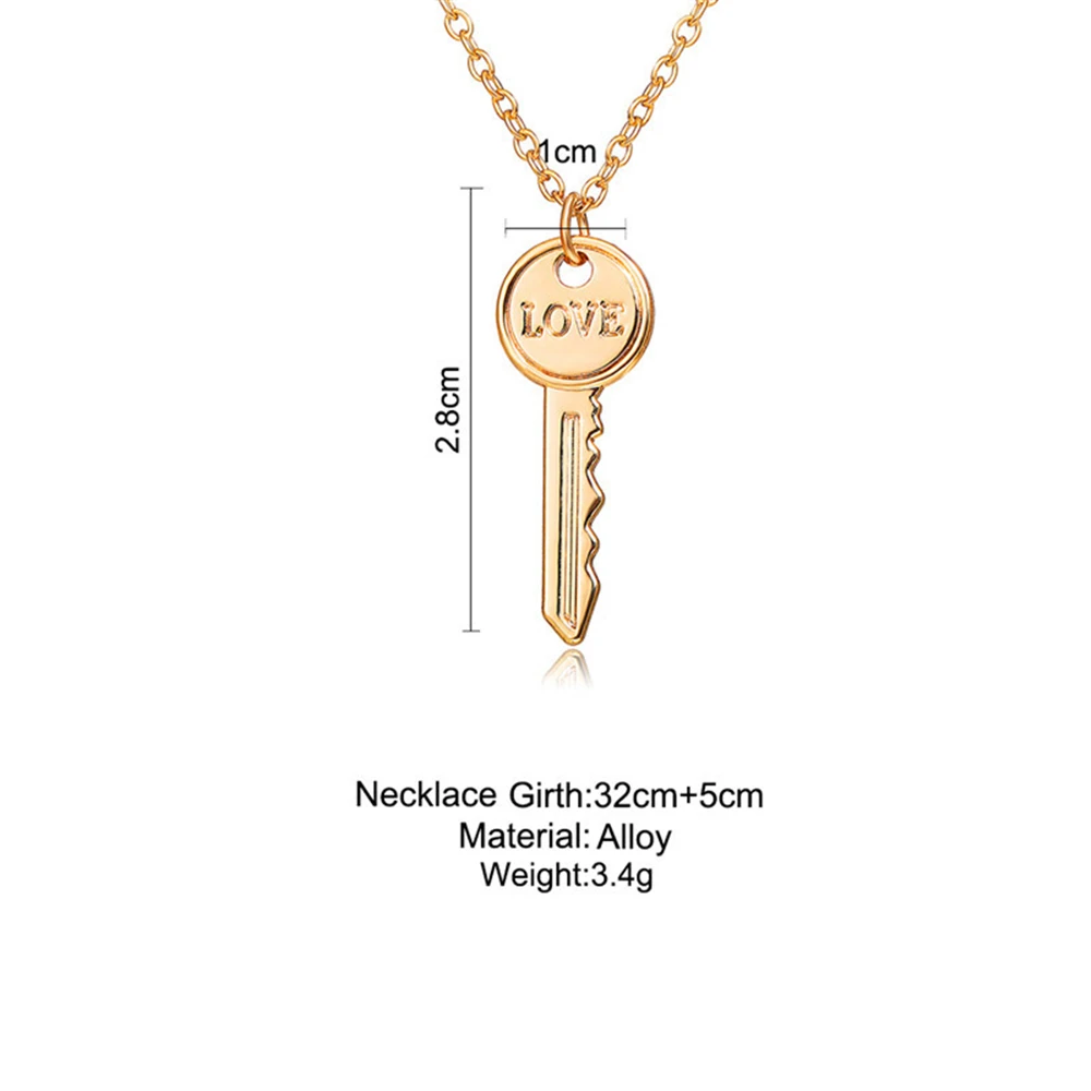 

Fashion Creative Retro Necklace Simple Love Key Metal Pendant Necklace for Women Jewelry Girl Mom Birthday Gift Accessories