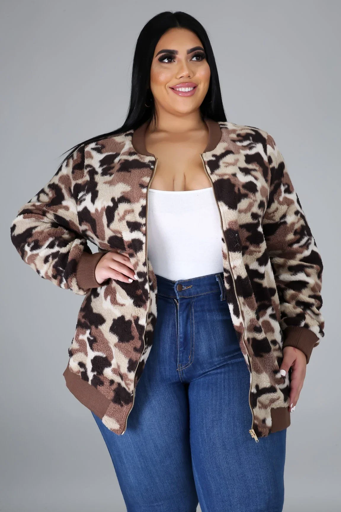 

1C wholesale women clothing casual fashion coat jacket custom logo print on product and package from 1pc dropship