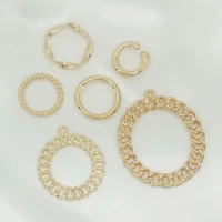 10pcs matt gold earring charm geometry irregular round non hole ear clip chain ring charms for jewelry making diy crafts