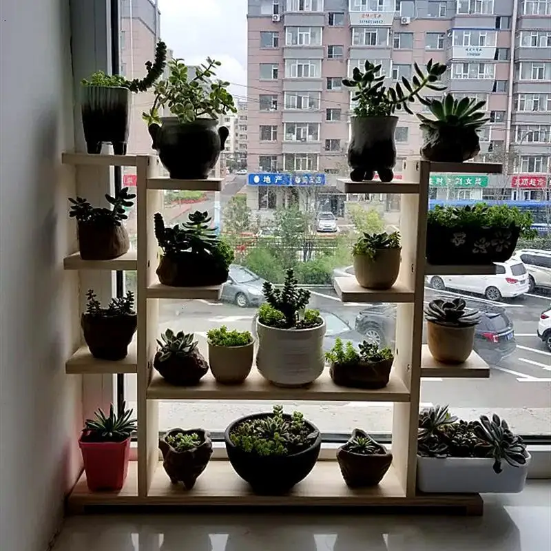 Деревянная полка для растений Saksi Standi Suporte Flores Etagere подставка гостиной балкона
