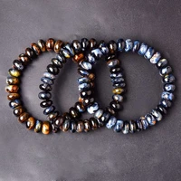 vantj natural blue yellow pietersite chatoyant bracelet 1pcs for women men best gift crystal bangle healing gemstone 8 9mm