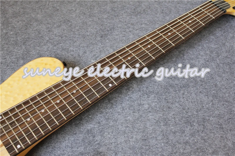 Китайская натуральная древесина Fodera 7 струн электрическая бас гитара Шея через